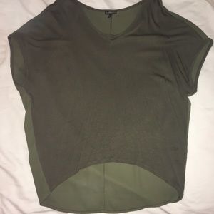 Express mixed fabric top